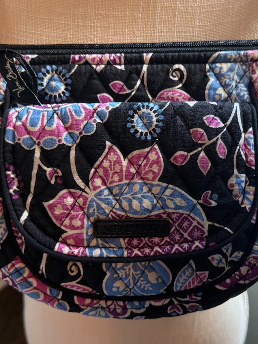Vera Bradley Plum Petals Flap Crossbody Organizer Purse Retired 2011 9x8